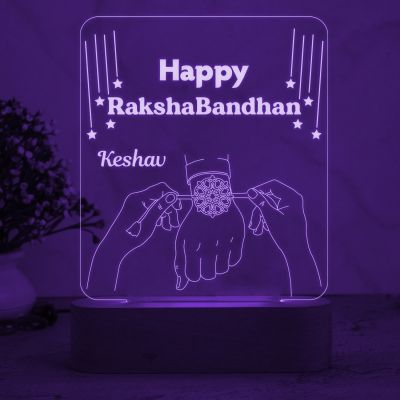 Gift Me Bazar Personalized Happy Raksha Bandhan Night Lamp with Multicolored Light